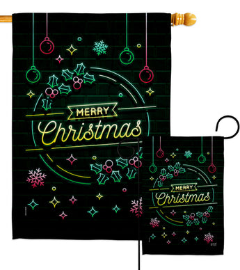 Christmas Neon Light - Christmas Winter Vertical Impressions Decorative Flags HG137618 Made In USA