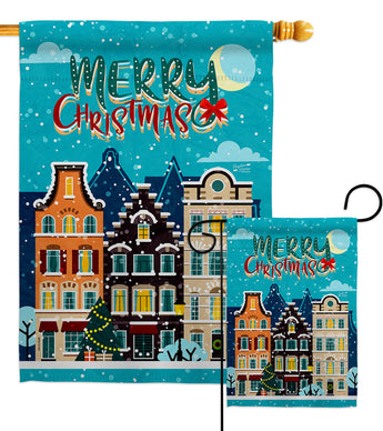 Christmas Hometown - Christmas Winter Vertical Impressions Decorative Flags HG137634 Made In USA