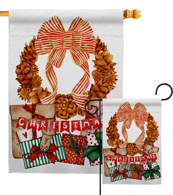 Pine Cone Wreath - Christmas Winter Vertical Impressions Decorative Flags HG190015 Made In USA