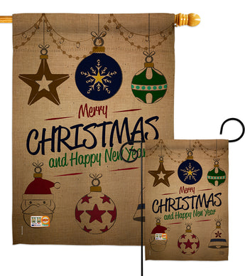 Joyful Christmas And New Year - Christmas Winter Vertical Impressions Decorative Flags HG191079 Made In USA