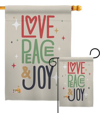 Love Peace & Joy - Christmas Winter Vertical Impressions Decorative Flags HG192050 Made In USA