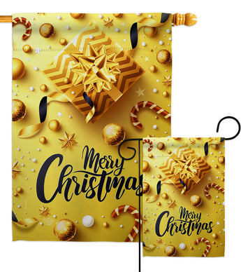 Golden Christmas - Christmas Winter Vertical Impressions Decorative Flags HG192250 Made In USA