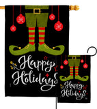 Elf Happy Holidays - Christmas Winter Vertical Impressions Decorative Flags HG192307 Made In USA