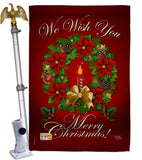 We Wish You - Christmas Winter Vertical Impressions Decorative Flags HG114003 Made In USA