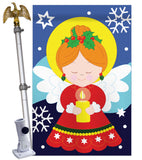 Praying Angel - Christmas Winter Vertical Applique Decorative Flags HG114066