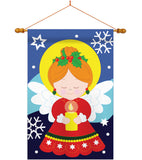 Praying Angel - Christmas Winter Vertical Applique Decorative Flags HG114066