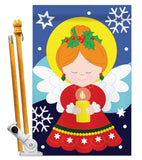 Praying Angel - Christmas Winter Vertical Applique Decorative Flags HG114066