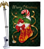 Xmas Stocking - Christmas Winter Vertical Impressions Decorative Flags HG114086 Made In USA