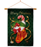 Xmas Stocking - Christmas Winter Vertical Impressions Decorative Flags HG114086 Made In USA