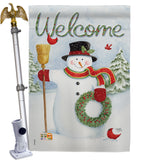 Snowman Wreath - Christmas Winter Vertical Impressions Decorative Flags HG114100 Made In USA