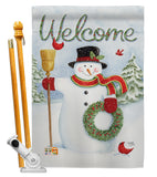Snowman Wreath - Christmas Winter Vertical Impressions Decorative Flags HG114100 Made In USA