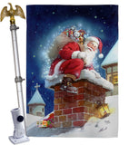 Chimney Santa - Christmas Winter Vertical Impressions Decorative Flags HG114106 Made In USA