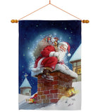 Chimney Santa - Christmas Winter Vertical Impressions Decorative Flags HG114106 Made In USA