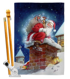 Chimney Santa - Christmas Winter Vertical Impressions Decorative Flags HG114106 Made In USA