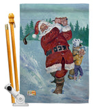 Snow Golfing Santa - Christmas Winter Vertical Impressions Decorative Flags HG114121 Made In USA