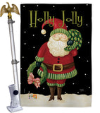 Holly Jolly Santa - Christmas Winter Vertical Impressions Decorative Flags HG114139 Made In USA