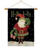 Holly Jolly Santa - Christmas Winter Vertical Impressions Decorative Flags HG114139 Made In USA