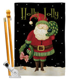 Holly Jolly Santa - Christmas Winter Vertical Impressions Decorative Flags HG114139 Made In USA