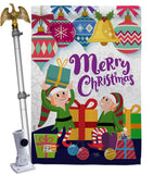 Santa Helper Merry Christams - Christmas Winter Vertical Impressions Decorative Flags HG114147 Made In USA