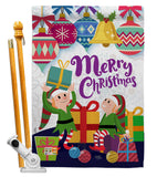 Santa Helper Merry Christams - Christmas Winter Vertical Impressions Decorative Flags HG114147 Made In USA