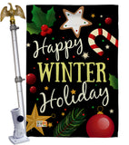 Happy Winter Holiday - Christmas Winter Vertical Impressions Decorative Flags HG114148 Made In USA