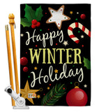 Happy Winter Holiday - Christmas Winter Vertical Impressions Decorative Flags HG114148 Made In USA