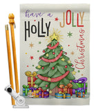 A Holly Jolly Christmas - Christmas Winter Vertical Impressions Decorative Flags HG114150 Made In USA