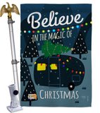 Believe The Magic Trailer - Christmas Winter Vertical Impressions Decorative Flags HG114152 Made In USA