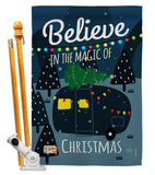 Believe The Magic Trailer - Christmas Winter Vertical Impressions Decorative Flags HG114152 Made In USA