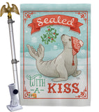 Sealed With A Kiss - Christmas Winter Vertical Impressions Decorative Flags HG114154 Made In USA