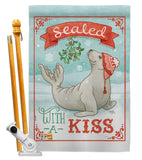 Sealed With A Kiss - Christmas Winter Vertical Impressions Decorative Flags HG114154 Made In USA