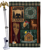 Winter Lakeview Cabins - Christmas Winter Vertical Impressions Decorative Flags HG114163 Made In USA