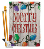 Bright Merry Christmas - Christmas Winter Vertical Impressions Decorative Flags HG114185 Made In USA