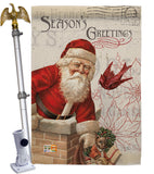 Antique Santa Holiday - Christmas Winter Vertical Impressions Decorative Flags HG114194 Made In USA