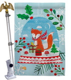 Snow Globe Fox - Christmas Winter Vertical Impressions Decorative Flags HG114203 Made In USA