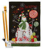 Sweet Snowmen - Christmas Winter Vertical Impressions Decorative Flags HG114204 Made In USA