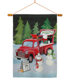 Snowmen Hot Cocoa - Christmas Winter Vertical Impressions Decorative Flags HG114207 Made In USA