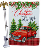 Christmas Happy New Year - Christmas Winter Vertical Impressions Decorative Flags HG114230 Made In USA