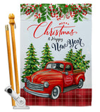 Christmas Happy New Year - Christmas Winter Vertical Impressions Decorative Flags HG114230 Made In USA