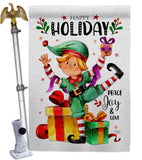 Elf Holiday - Christmas Winter Vertical Impressions Decorative Flags HG120019 Made In USA