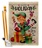 Elf Holiday - Christmas Winter Vertical Impressions Decorative Flags HG120019 Made In USA