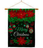 Poinsettia Ornaments - Christmas Winter Vertical Impressions Decorative Flags HG137307 Made In USA