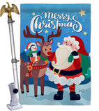 Santa with Friends - Christmas Winter Vertical Impressions Decorative Flags HG137312 Made In USA