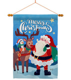 Santa with Friends - Christmas Winter Vertical Impressions Decorative Flags HG137312 Made In USA