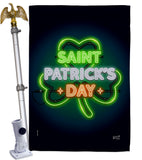 Saint Pat Neon - Christmas Winter Vertical Impressions Decorative Flags HG137313 Made In USA