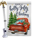 Holly Jolly Christmas - Christmas Winter Vertical Impressions Decorative Flags HG137332 Made In USA