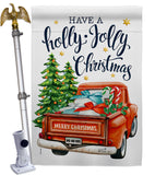Holly Jolly Christmas - Christmas Winter Vertical Impressions Decorative Flags HG137332 Made In USA