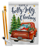 Holly Jolly Christmas - Christmas Winter Vertical Impressions Decorative Flags HG137332 Made In USA