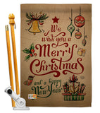 Merry Christmas and Happy New Year - Christmas Winter Vertical Impressions Decorative Flags HG191081 Made In USA