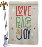 Love Peace & Joy - Christmas Winter Vertical Impressions Decorative Flags HG192050 Made In USA